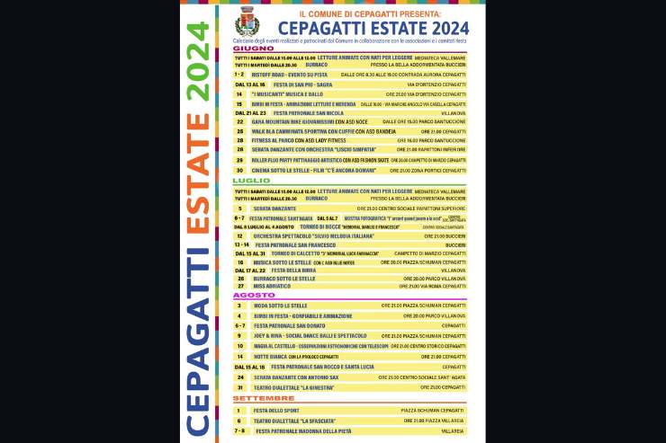 calendario eventi cepagatti 2024